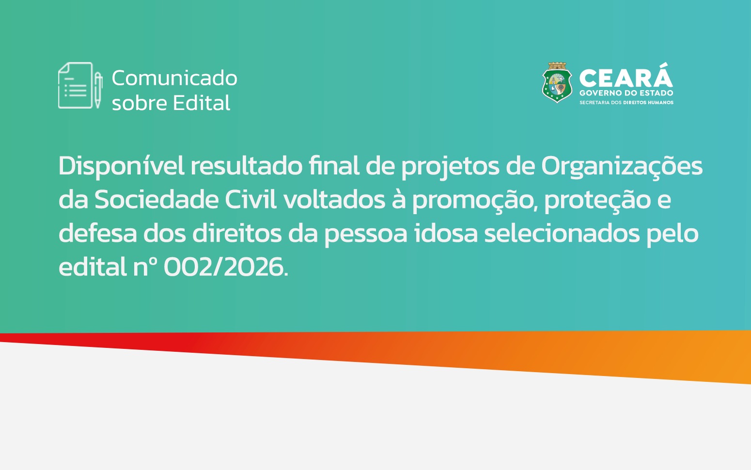 Resultado disponível: entidades da sociedade civil foram selecionadas para execução de projetos voltados às pessoas idosas